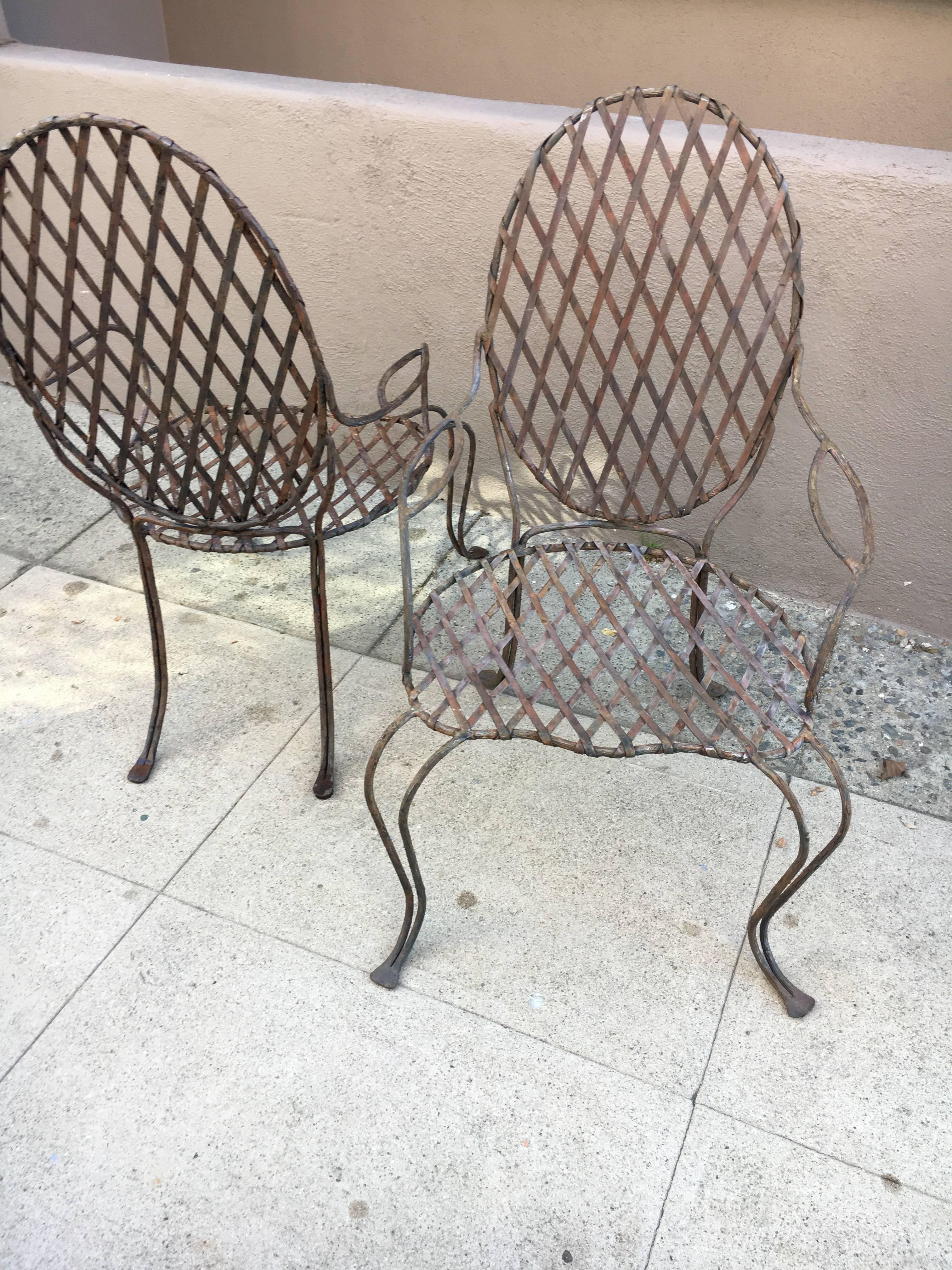 Pair of Twig Iron Outdoor Chairs by Rose Tarlow Melrose House 2