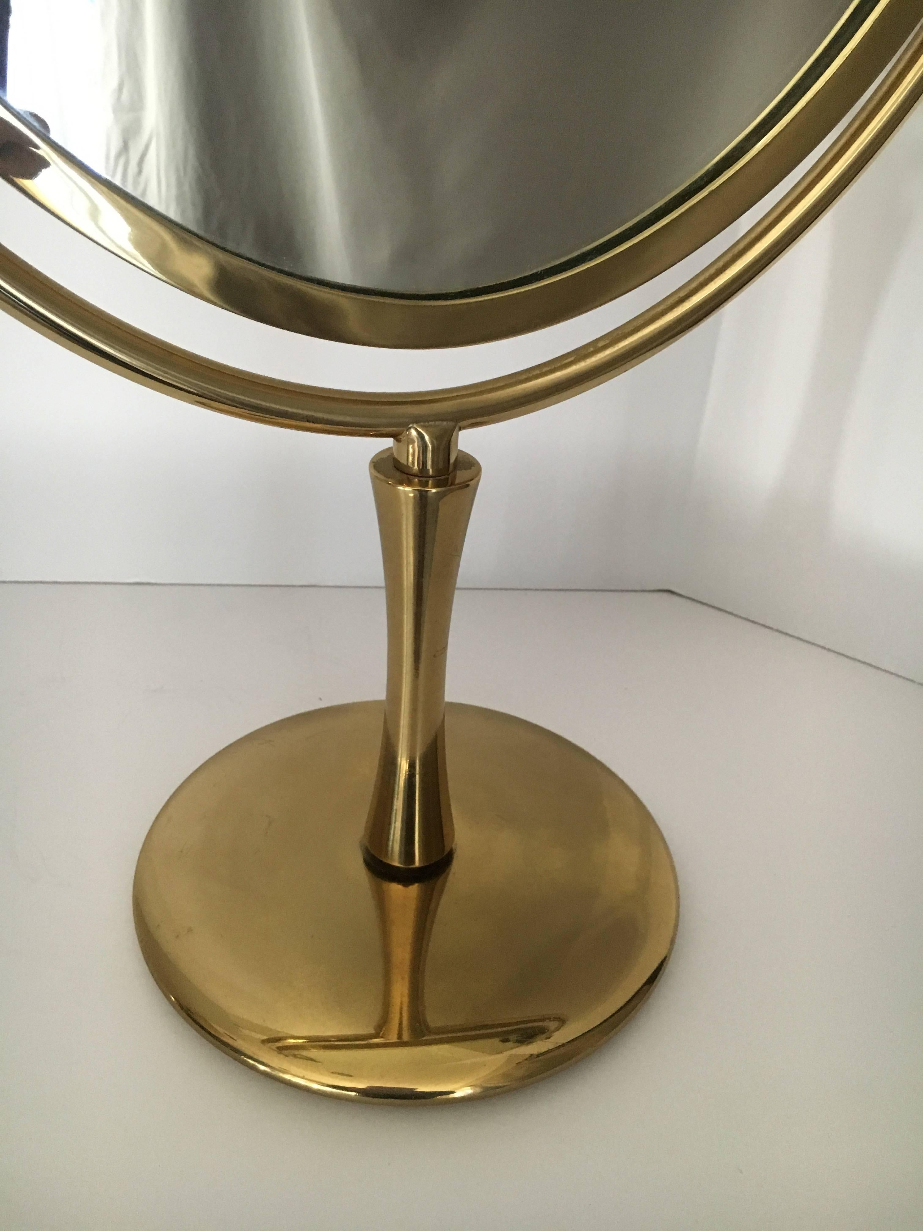 20th Century Charles Hollis Jones Brass Wishbone Vanity Mirror