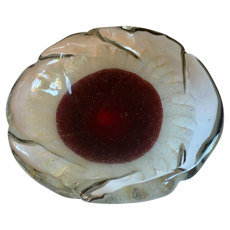 Murano Bowl with Red and Gold Accents For Sale