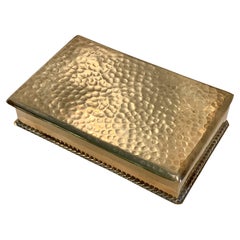 Hammered Brass Box with Braid Detail and Wood Liner