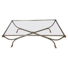 Maison Jansen Style Cocktail Table with Brass Rams Head and Hoof Detail 