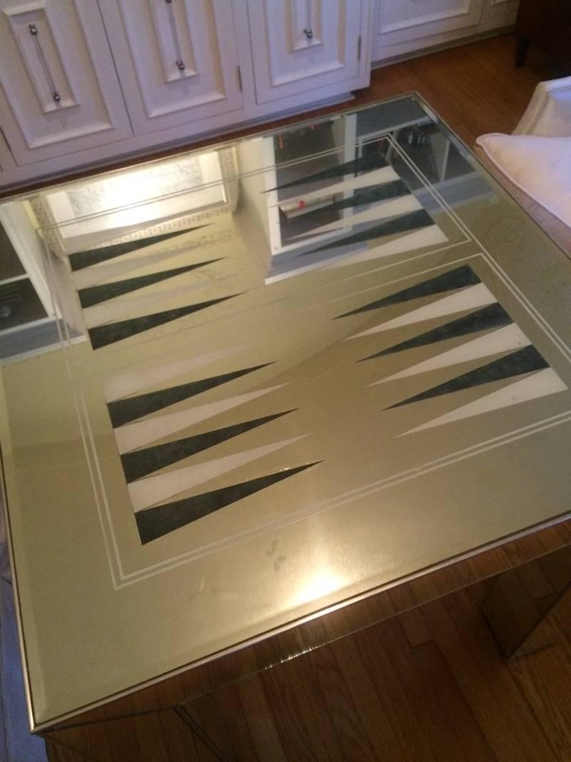 20th Century Mirrored Backgammon Game Table