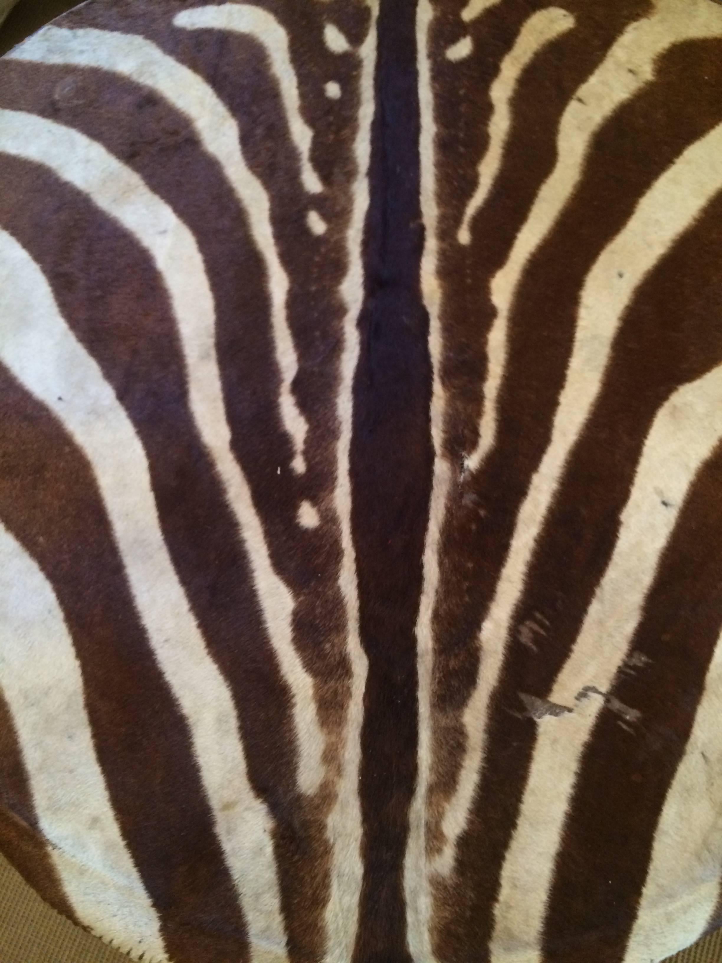 Zebra Drum Table from Ghana In Excellent Condition In Los Angeles, CA