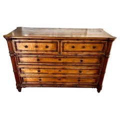 19th Century Burl Faux Bamboo Chest Drawers 