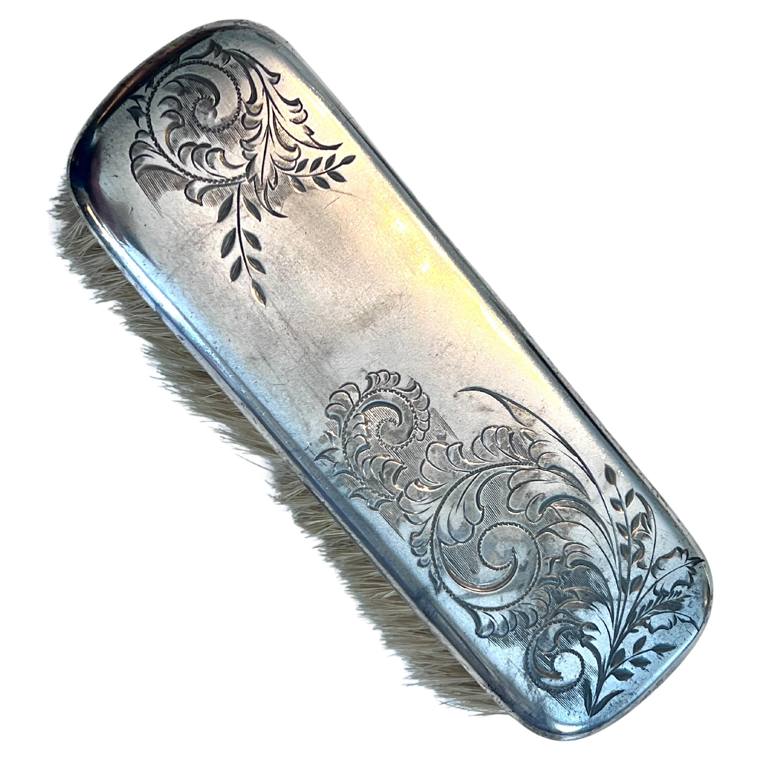 Silver Etched Horse Hair Clothes Brush For Sale