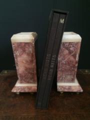 Red Marble Bookends or Decorative Urns