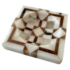 Vintage Onyx Tessellated inlay Concave Bowl