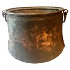 Hand Crafted 19th Century Copper Coal Firewood Bin or Cauldron