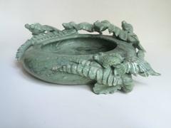 Hand-Carved Jade Bowl with Koi Fish Detail