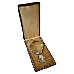 Pocket Magnifying Glass with Sterling Repoussé Handle Detail in Original Box
