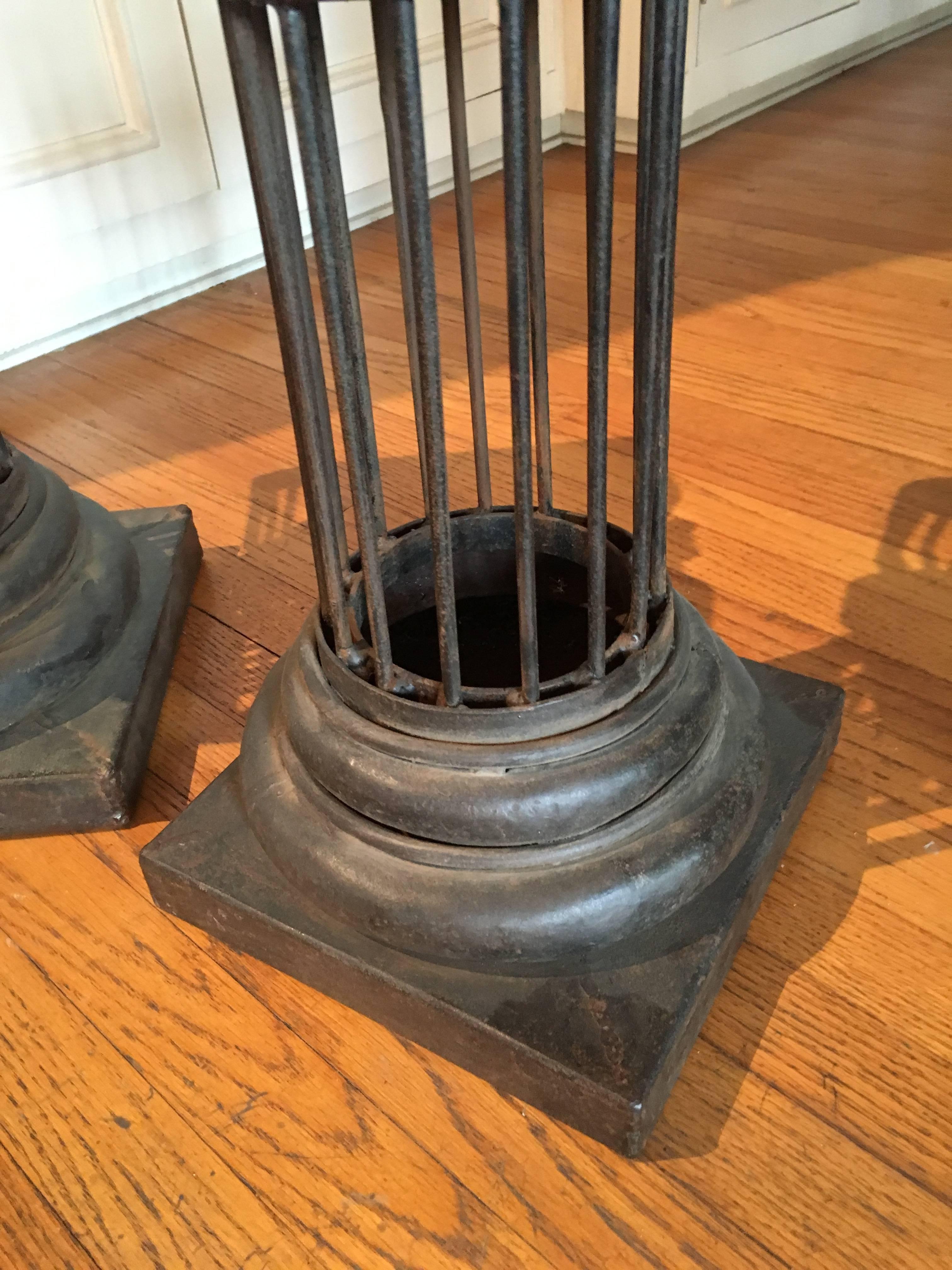 Pair of Wrought Iron Arturo Pani Column Martini Cigar Tables In Good Condition In Los Angeles, CA