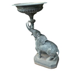 Patinated Bronze Elephant Bird Bath by Maitland Smith
