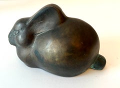 Bronze Bunny Rabbit Sculpture or Paperweight with beautiful Patination