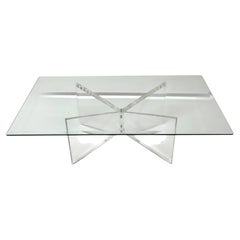 Acrylic Hollywood Regency 'x' table with Beveled Glass Top