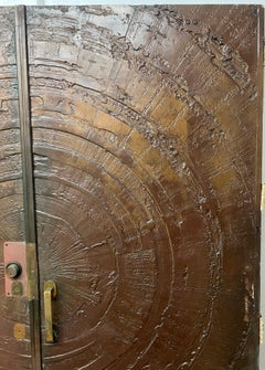 Pair Monumental Mid-Century Bronze Sunburst Doors in the Style of Sherill Broudy