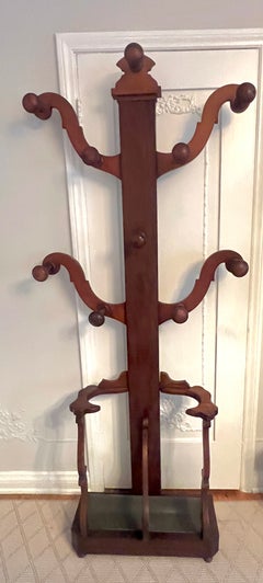 19th Century Victorian Mahogany Hall Tree and Umbrella Cain Stand