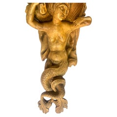 Hand-Carved Wooden Mermaid Wall Shelf