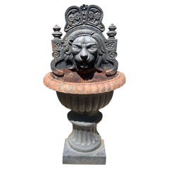 19th Century Cast Iron Neoclassical Lion Mask Garden Fountain