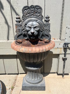 19th Century Cast Iron Neoclassical Lion Mask Garden Fountain