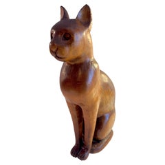 Handgeschnitzte Katzenfigur aus Holz