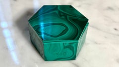 Hand-crafted Octagonal Malachite Box with Removable Lid Storage 420