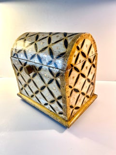 Large Decorative Folk Art Hinged Dome Box for Storage or Decor