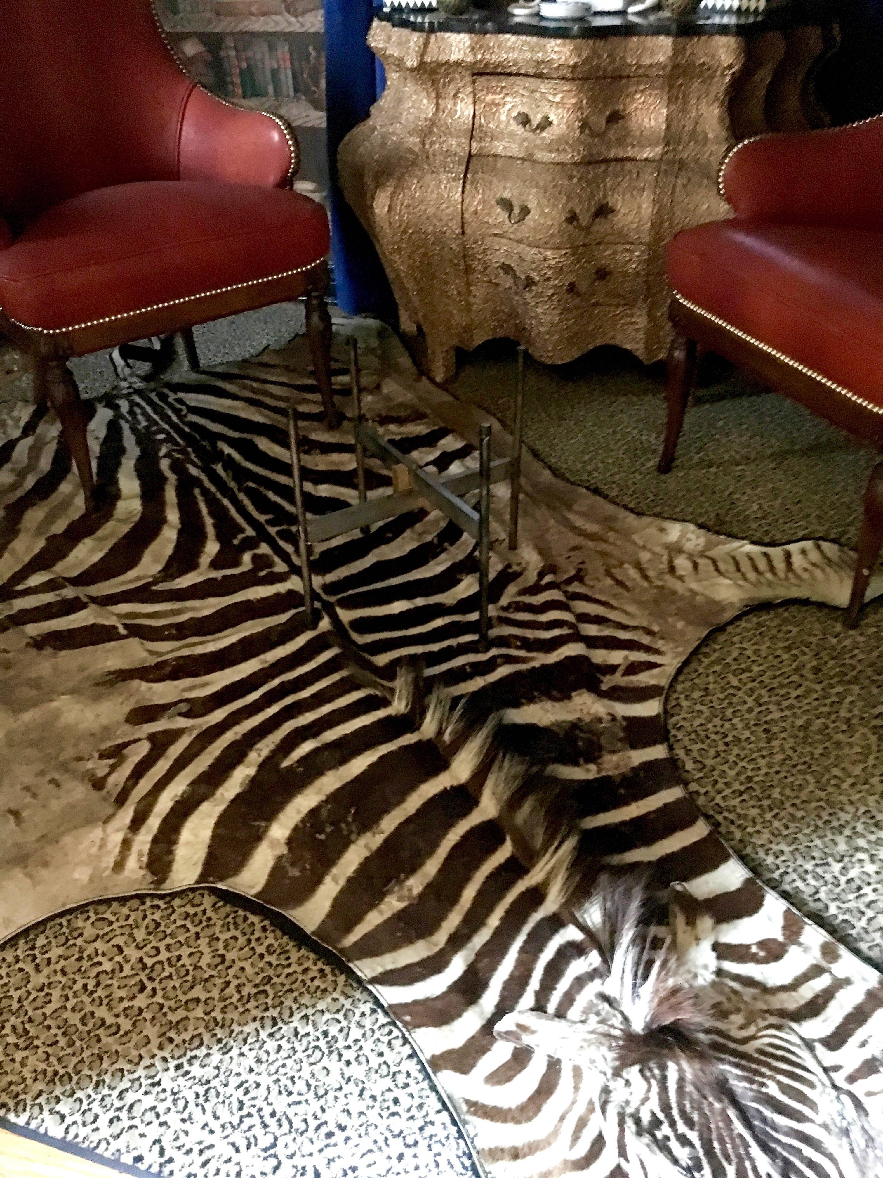 20th Century Authentic Vintage Felt Backed Zebra Hide Rug