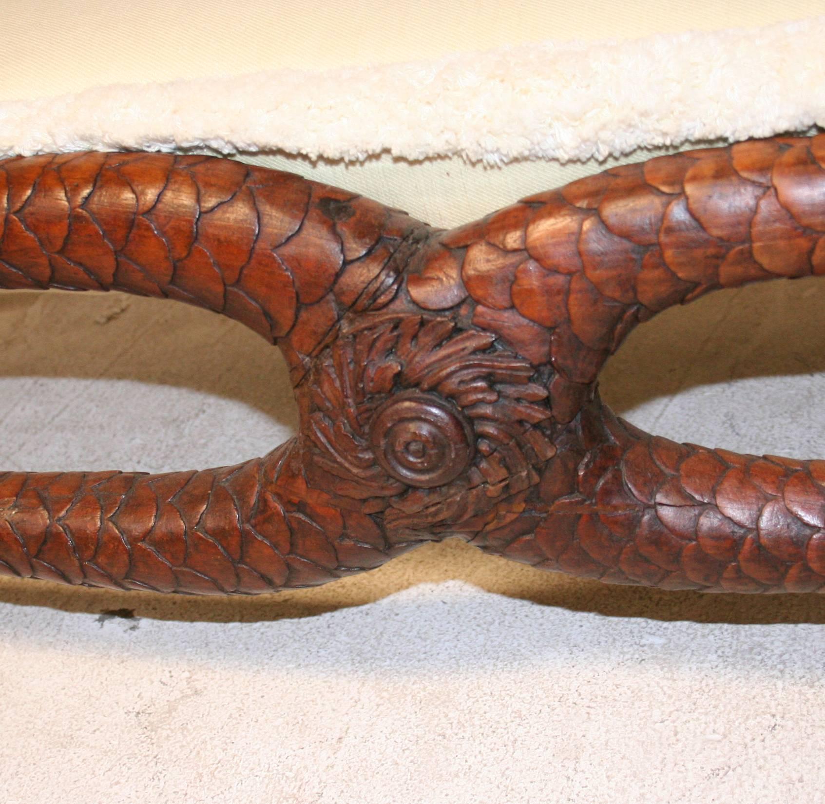  19th Century Serpent Carved Walnut Daybed/Bench For Sale 2