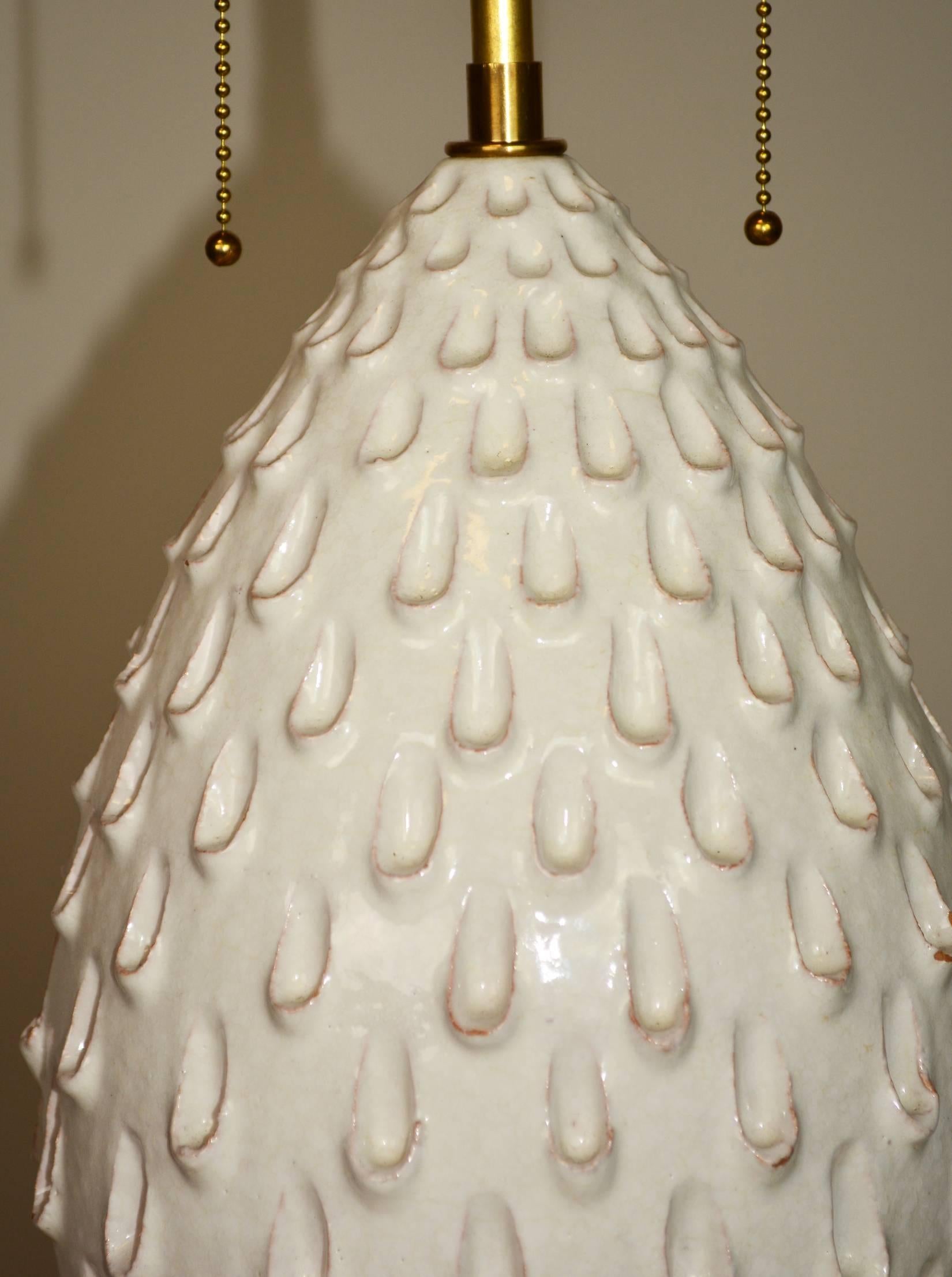 Italian Glazed Terracotta Pineapple Lamp In Good Condition For Sale In Palm Springs, CA