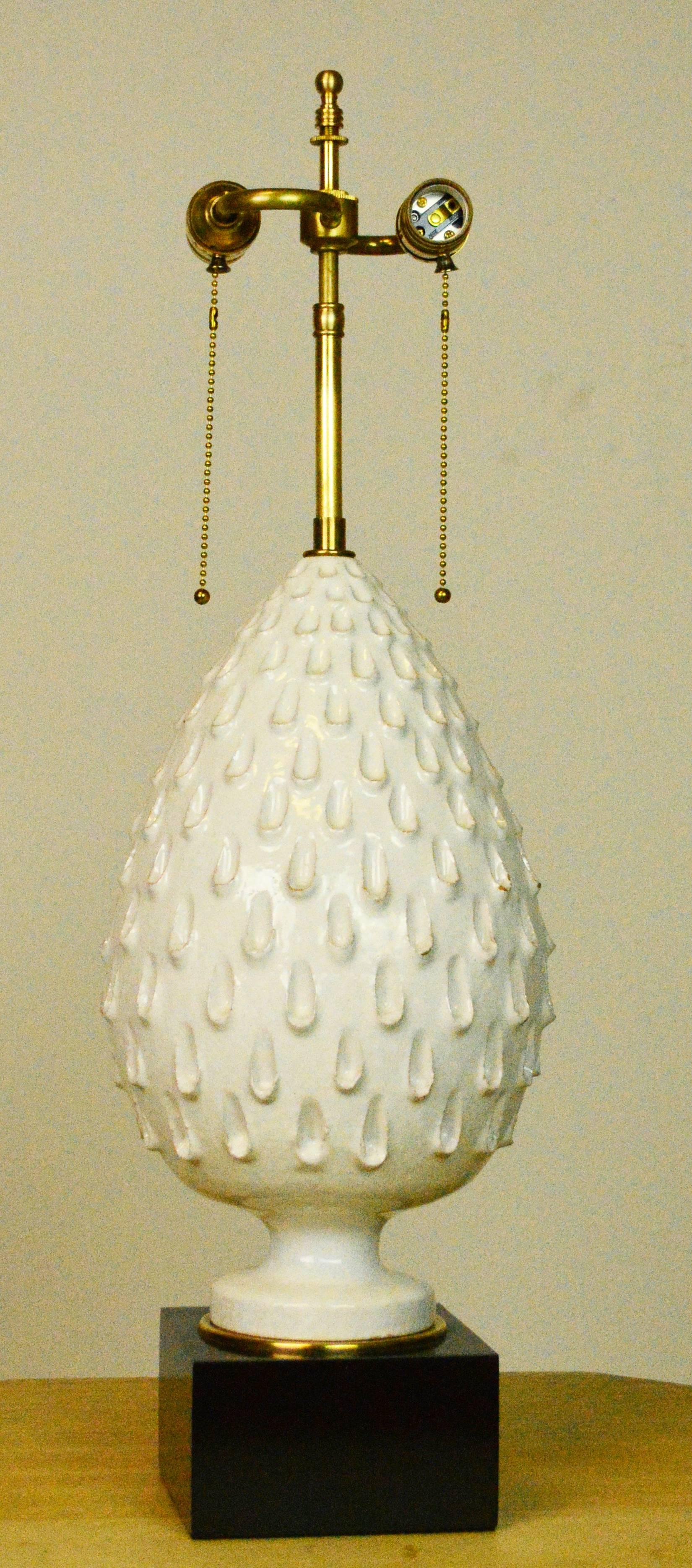 Italian Glazed Terracotta Pineapple Lamp For Sale 1