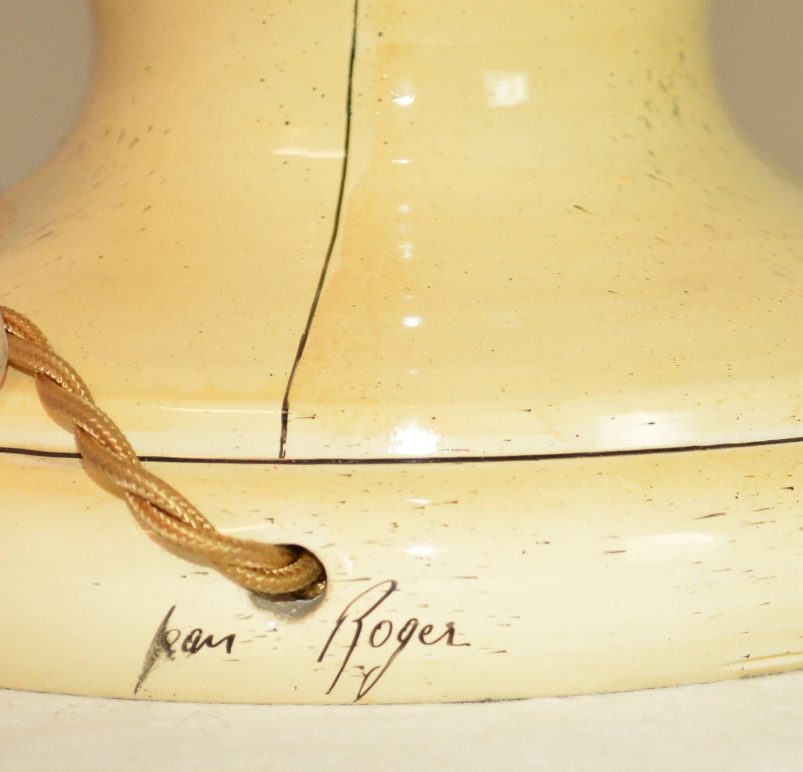 20th Century Jean Roger Ceramic Urn Lamp