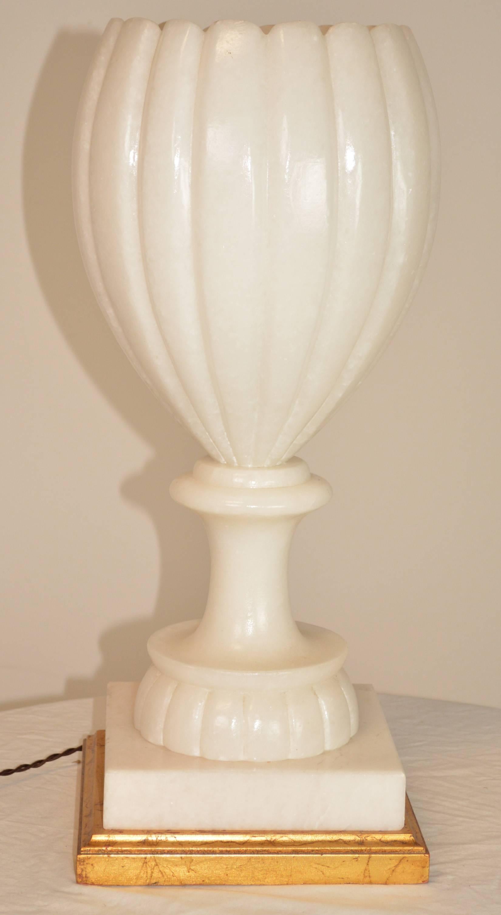 Pair of Italian Alabaster Urn Lamps / Uplights 1