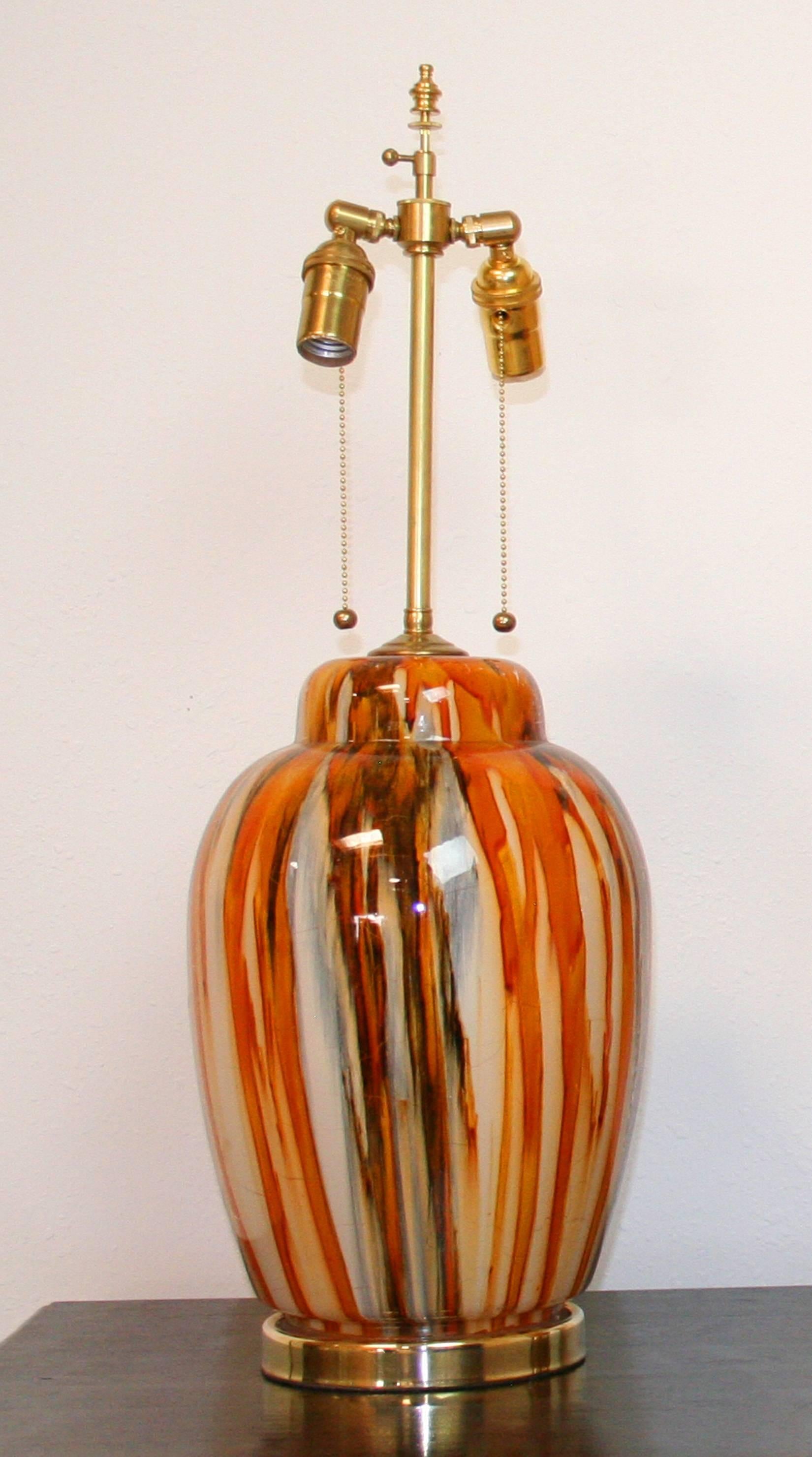 Pair of Italian Modern Glass Lamps In Good Condition For Sale In Palm Springs, CA