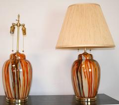 Pair of Italian Multicolor Glass Lamps