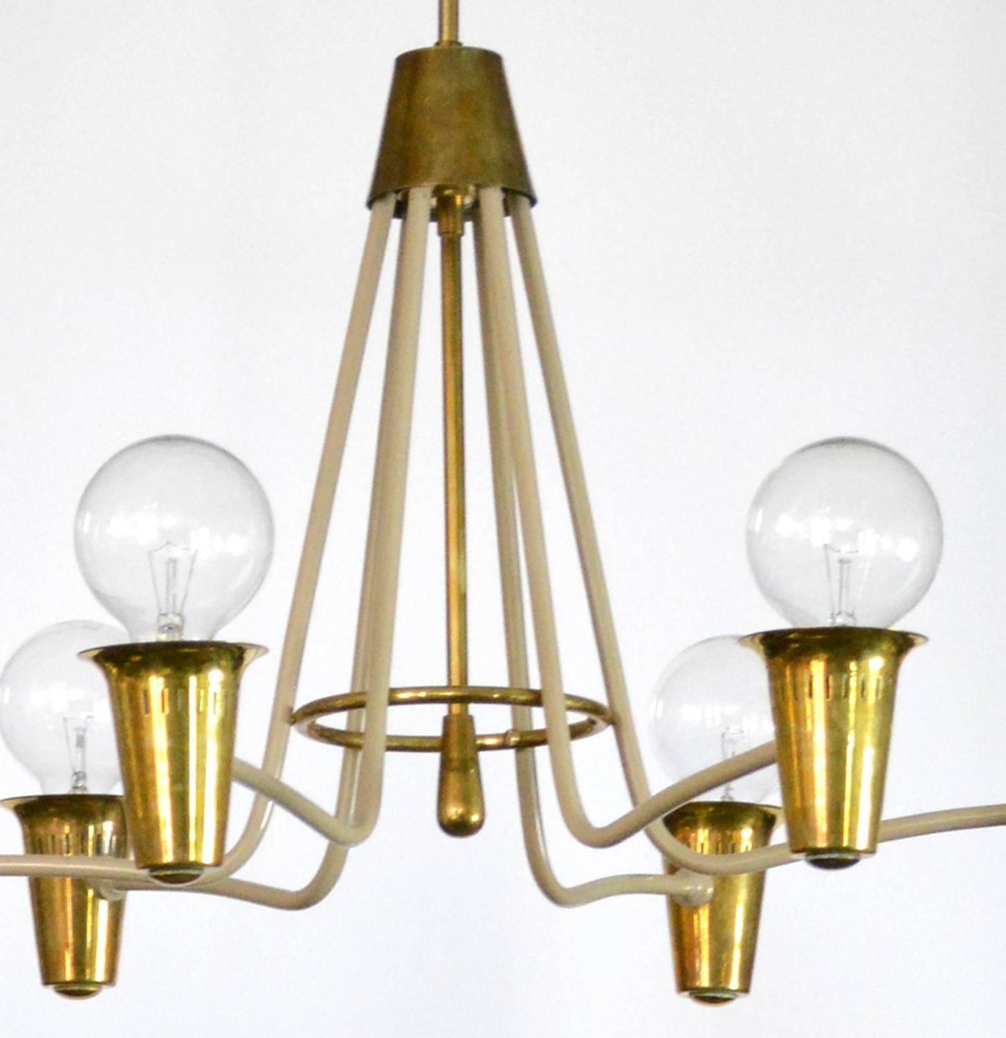 MidCentury Modern Brass Chandelier For Sale at 1stdibs