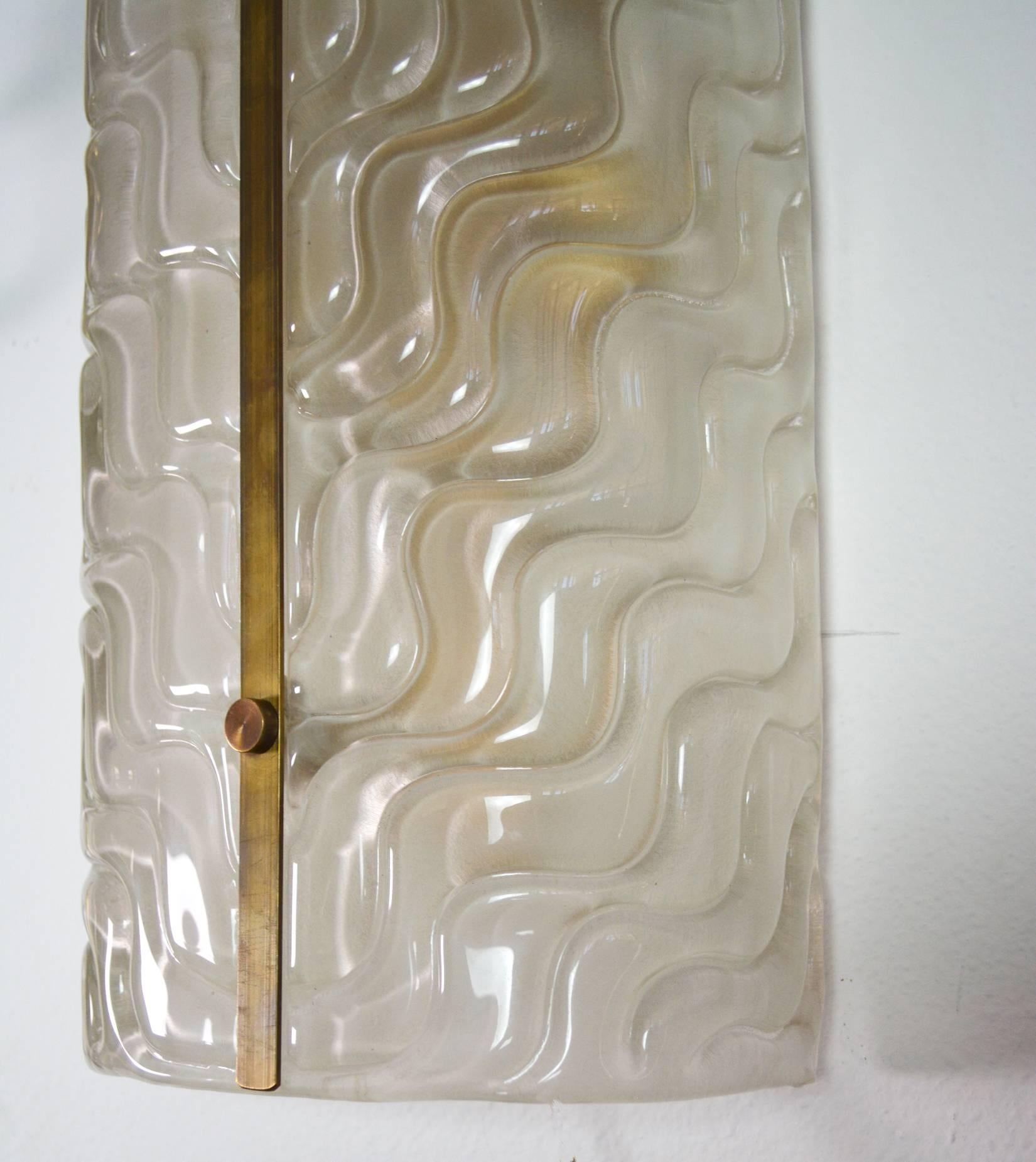 Mid-Century Modern Pair of Large Textured Murano Glass Wall Sconces by Barovier