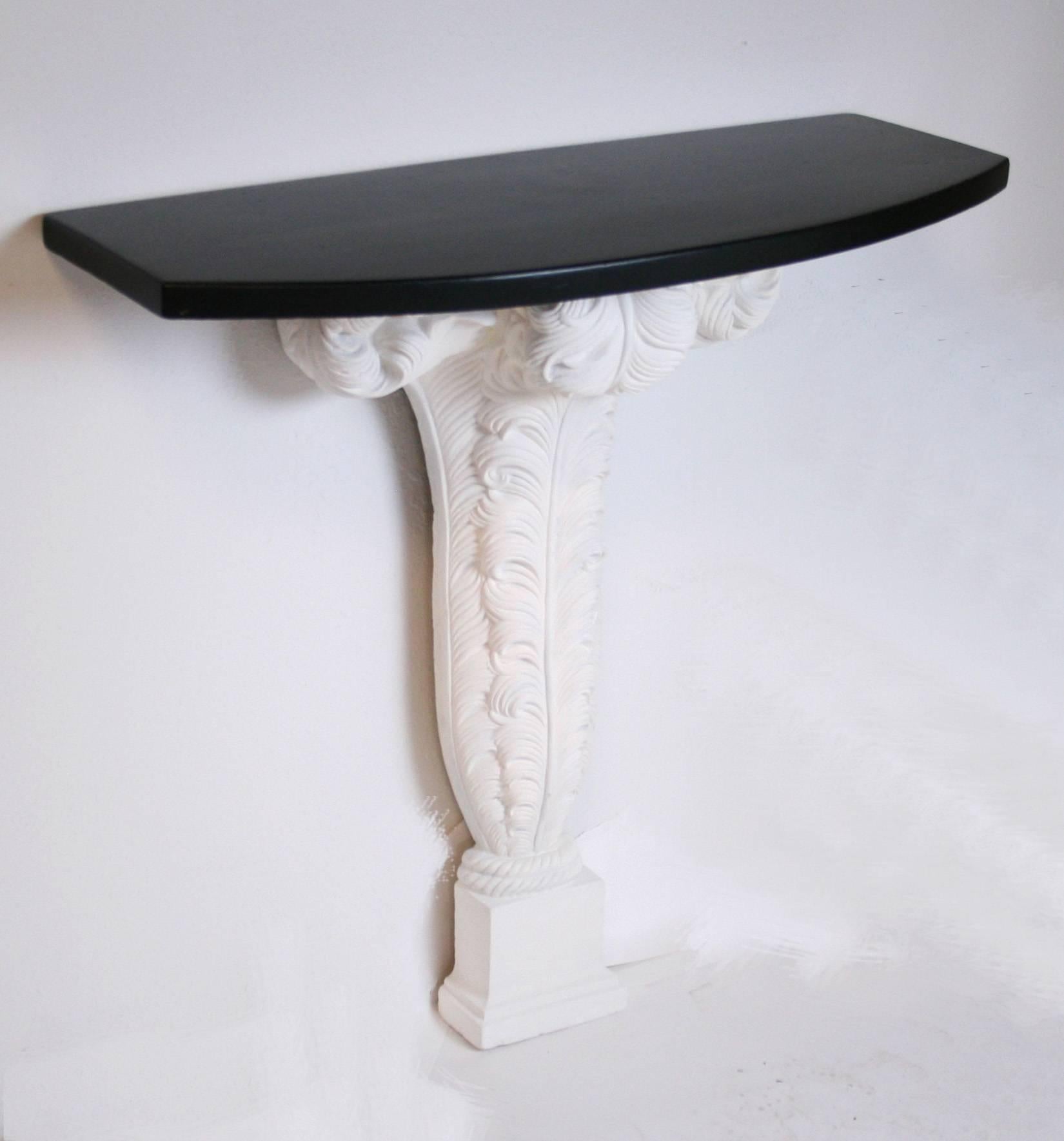 Hollywood Regency Pair of Plaster Jansen Attributed Console Tables