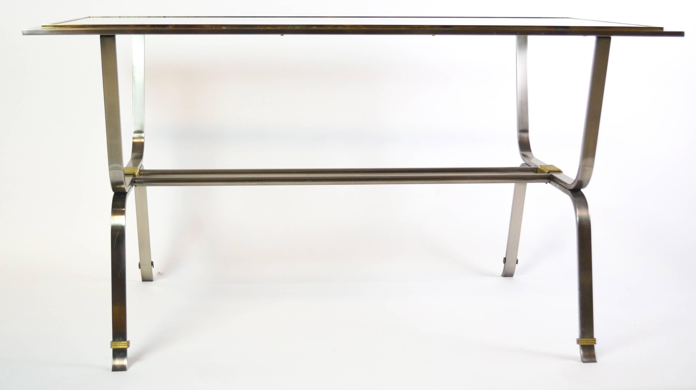 Italian Stainless Steel and Brass Desk Table 1
