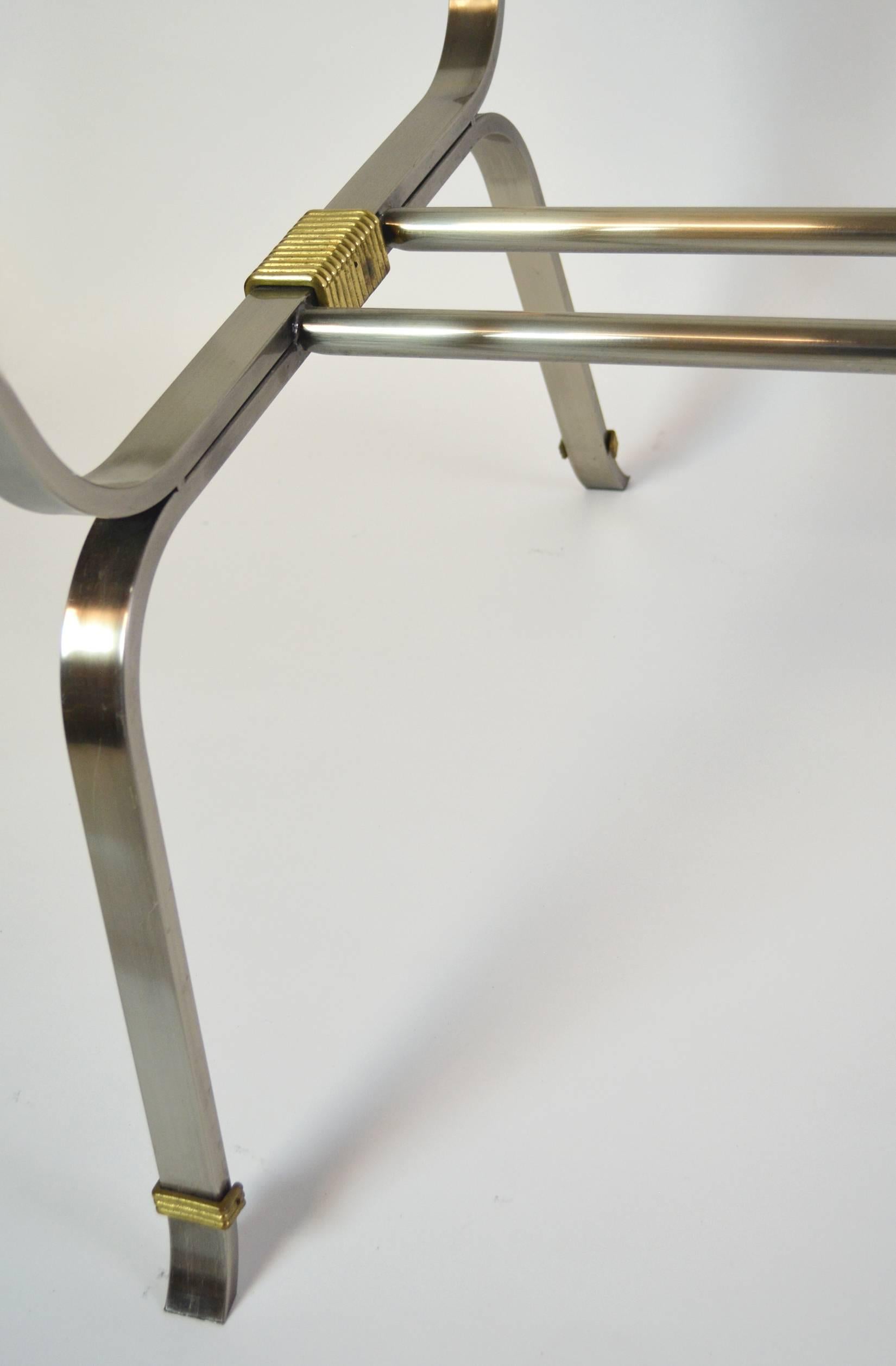 20th Century Italian Stainless Steel and Brass Desk Table