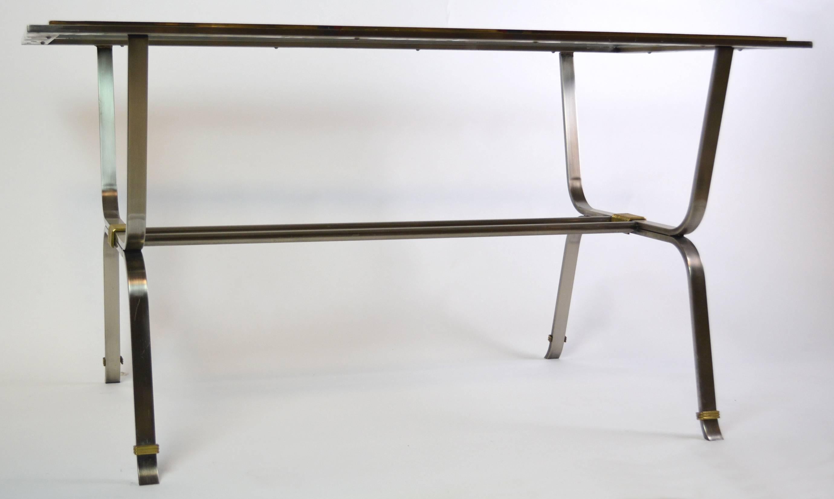 Italian Stainless Steel and Brass Desk Table 2