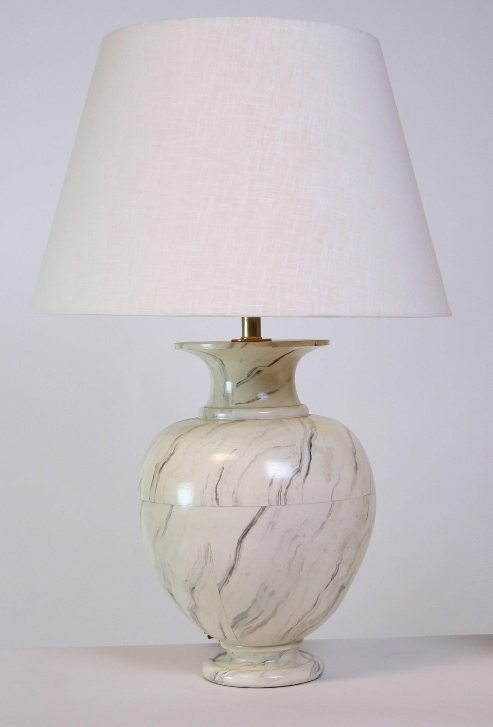 French Pair of Jean Roger Faux Marble Lamps
