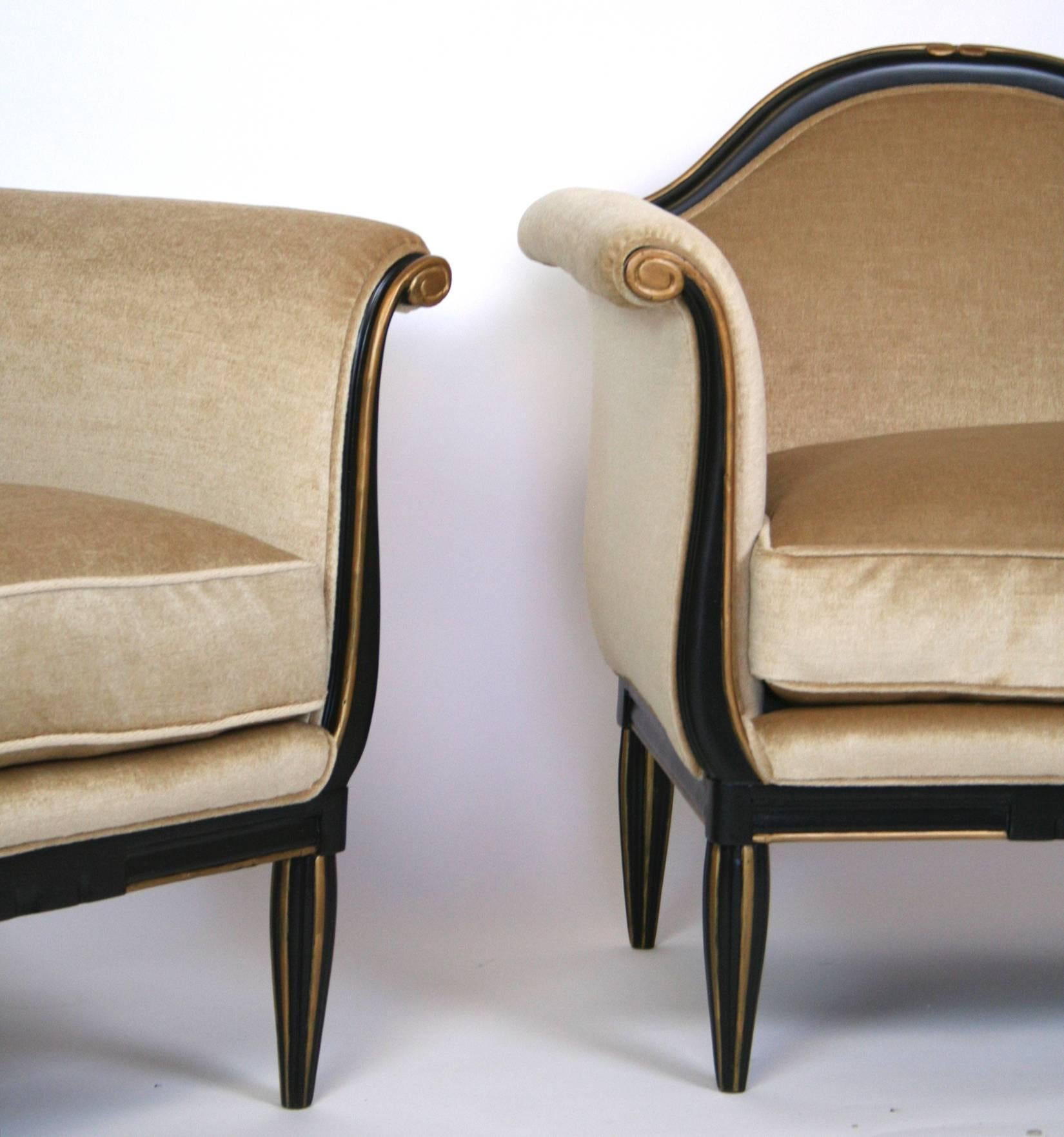 Pair of French Art Deco Lounge Chairs 3