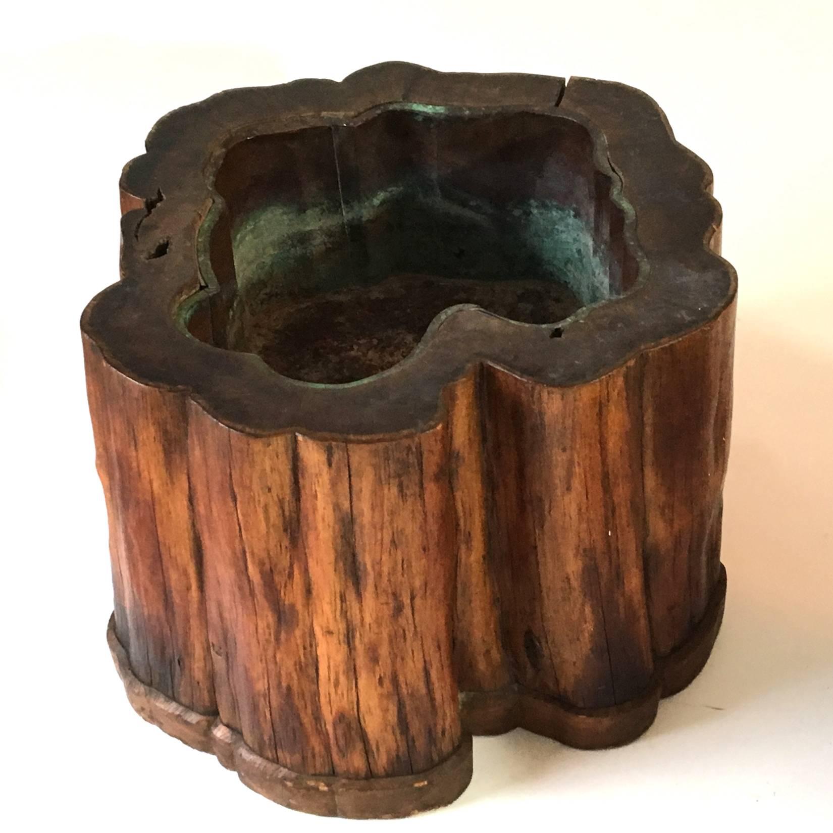 Copper 19th Century Japanese Burl Hibachi