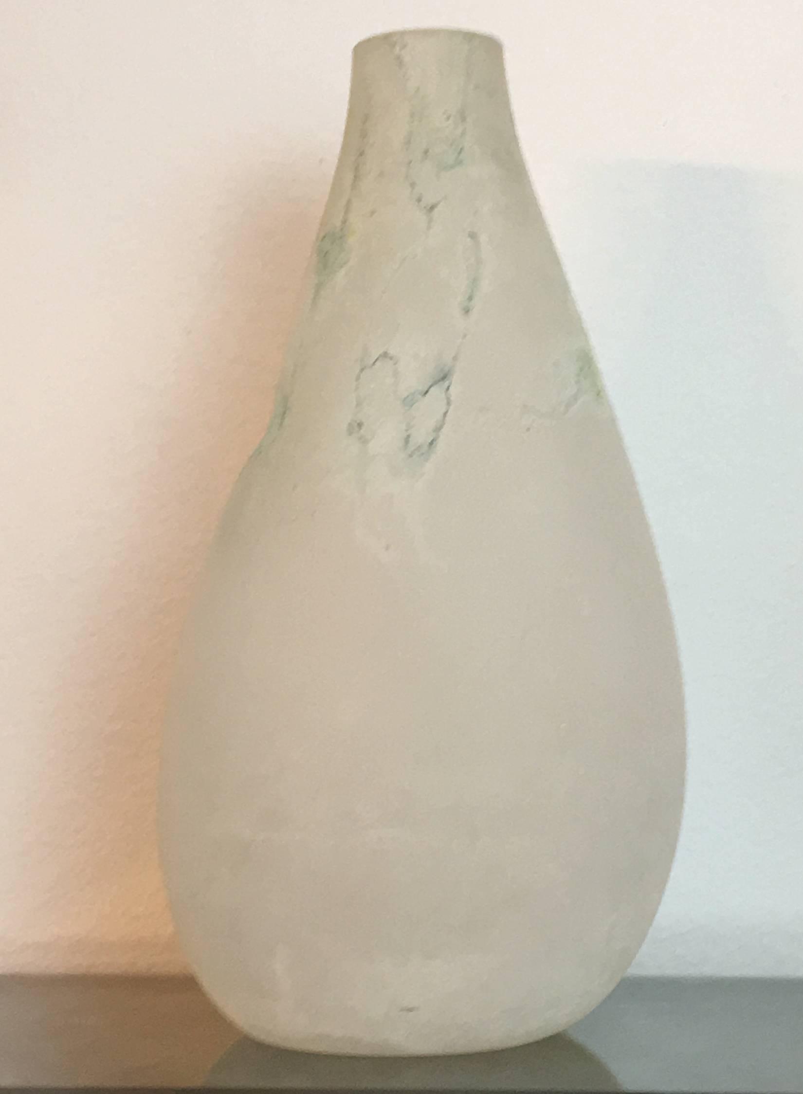 A large Murano glass vase in the scavo technique, smoky glass finish with iron oxide accents. irregular shape.