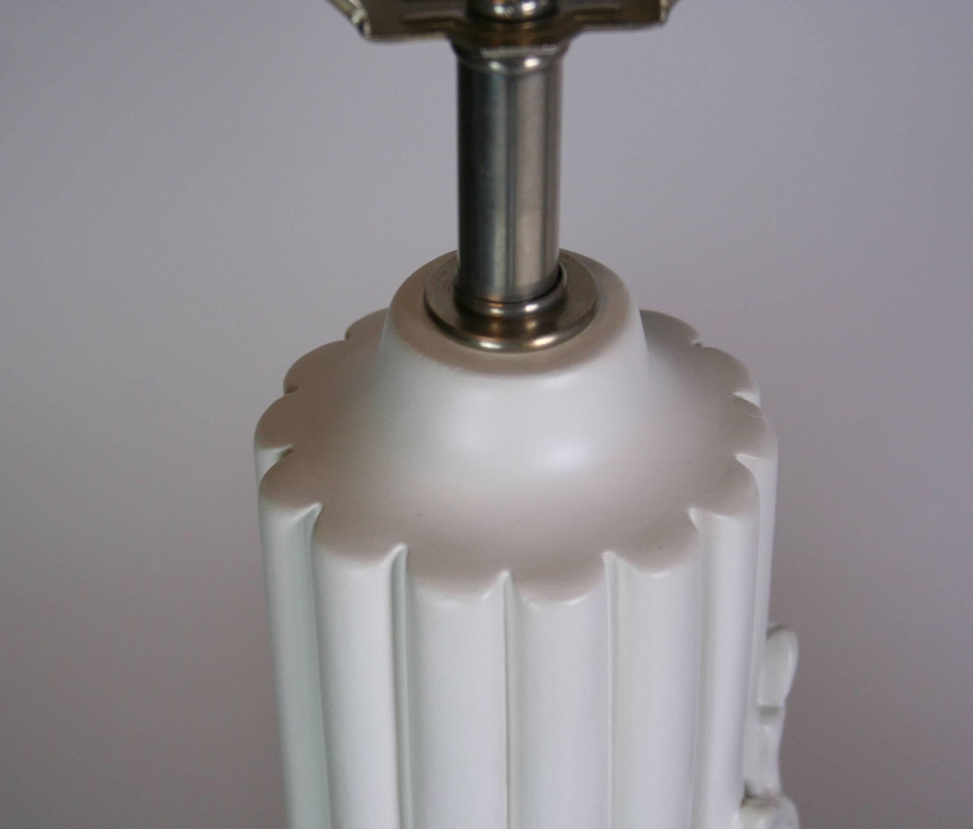 Mid-Century Modern Pair of 1940s Painted Plaster Lamps For Sale