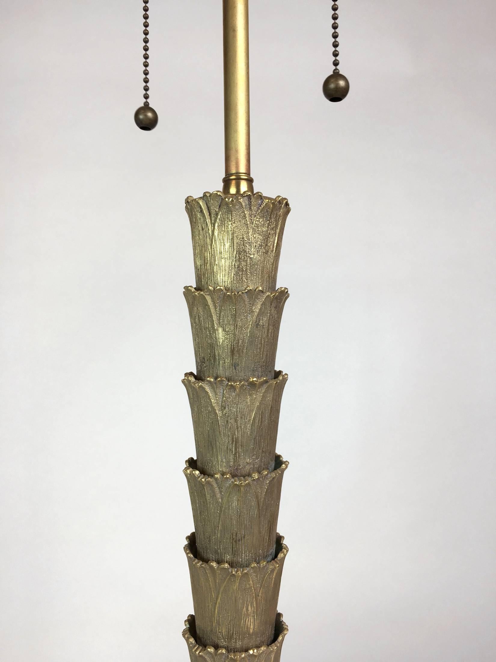 Italian Cast Bronze Palm Trunk Lamp