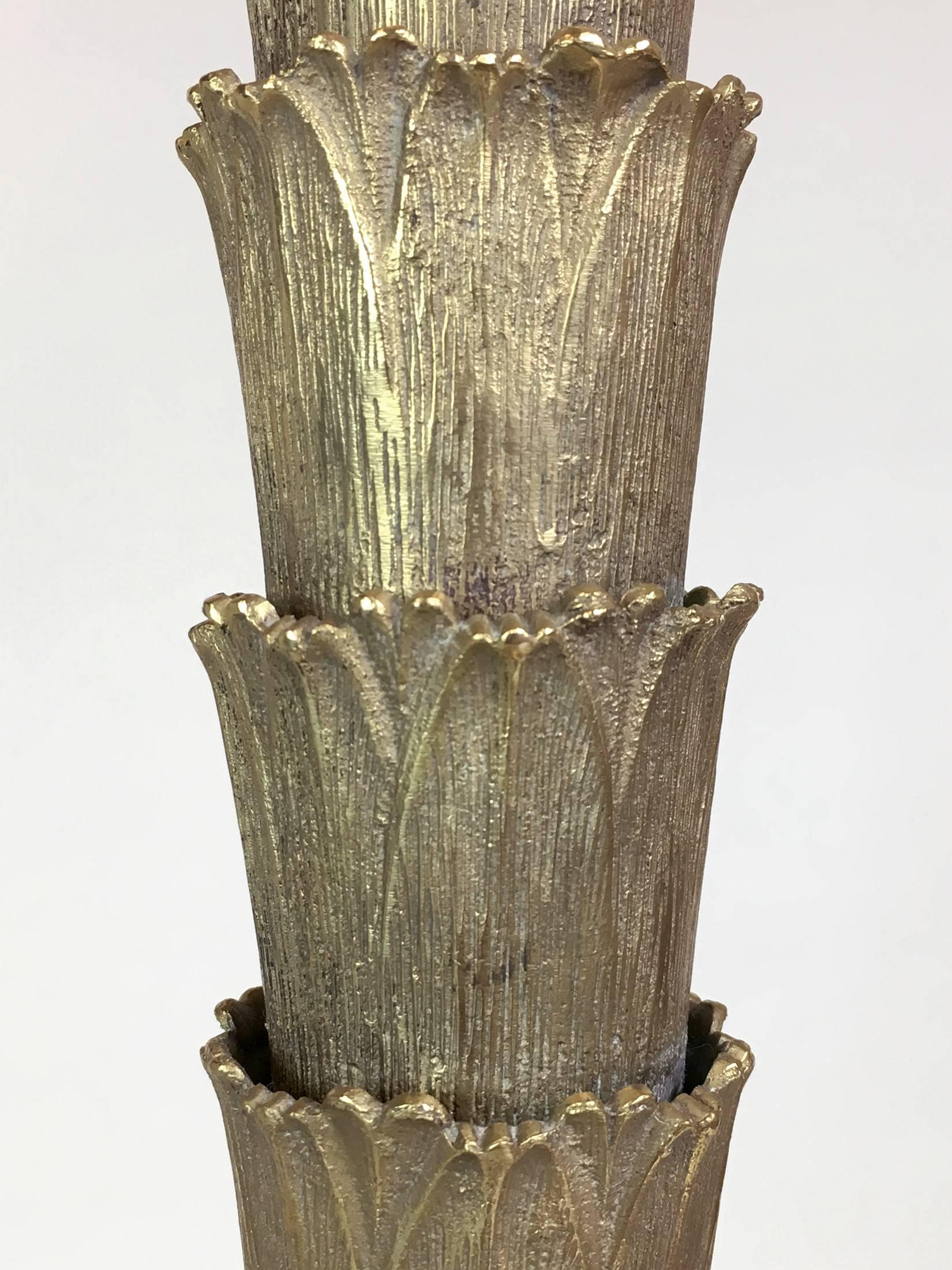 Cast Bronze Palm Trunk Lamp In Good Condition In Palm Springs, CA