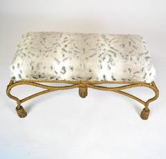 Hollywood Regency Gilt Rope and Tassel Bench