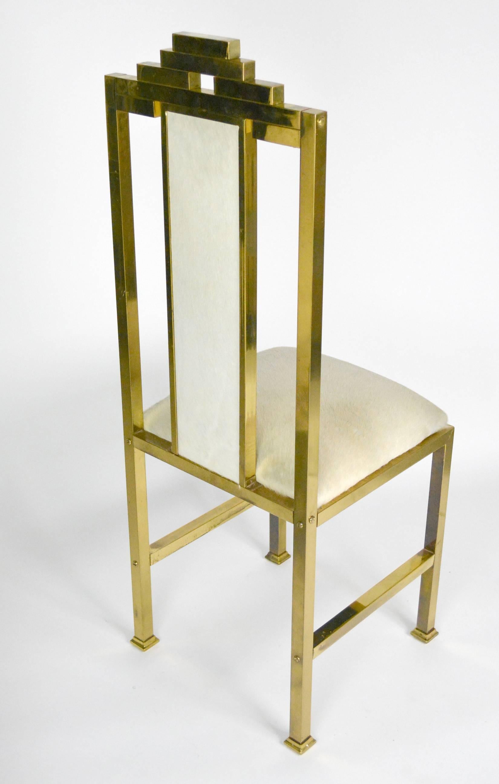 Four Italian Brass 'Skyscraper' Chairs In Good Condition For Sale In Palm Springs, CA