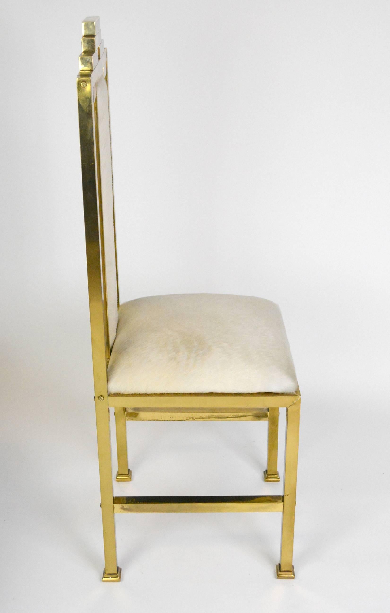 20th Century Four Italian Brass 'Skyscraper' Chairs For Sale